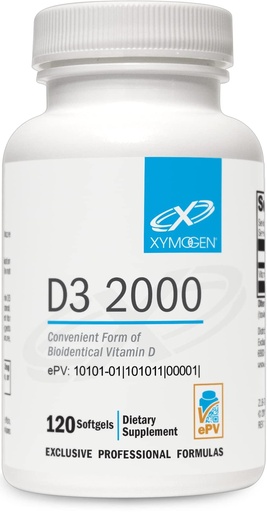 [BRSRMGQTDIMWCF32] XYMOGEN D3 2000 - Bioavailable Vitamin D3 2000 IU (50 mcg) - High Strength Vitamin D Supplement for Immune Bone & Heart Health Support - 120 Softgels
