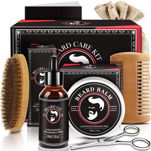 [BRSWYHQOCV6GEE3X] Fathers Day Dad Gifts, Beard Kit for Men, Beard Growth and Grooming Kit w/Beard Oil Beard Balm Beard Brush Beard Comb Beard Scissors, Birthday Gifts for Men Husband Him Grandpa Boyfriend Son Brother