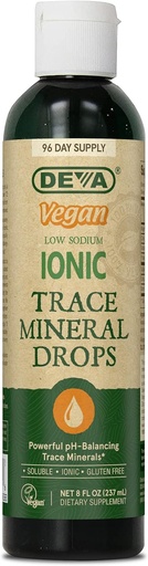 [BRSWIEINCR5QI2I3] Deva Vegan Ionic Trace Mineral Drops, Lav natrium, pH Balancing, 96-dagers forsyning, 8 Fl Oz