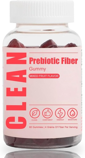 [BRSRAAT5CN6QMEQU] Clean Prebiotic Fiber Gummy, Clean Fiber Gummies, Prebiotic Fiber Gummy for Men, Prebiotic Fiber Supplement Organic for Digestive Gut Health, 60 Gummies (1pc)