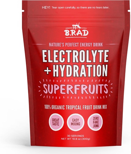 [BRSROFQTCMIRSCY2] B.rad Superfruits Hydration & Electrolyte Beverage | Nature's Perfect Energy Drink | Freeze-Dried High-Antioxidant Tropical Fruit Powder | 10.8 Ounces, 30 Servings