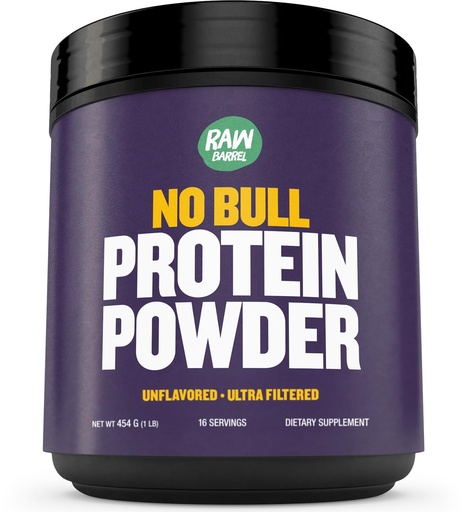 [BRSWKGQGCF6GKA3G] 1lb No Bull Unflavored Whey Protein Powder, Pure, Instantized Whey Supplement,High Protein, Low Carb, No Fillers, No Additives, Flavorless