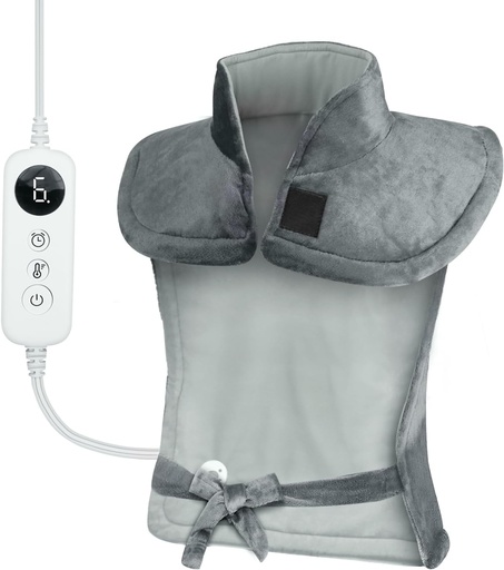 [BRSRAEL7PMORGCAV] Heating Pad for Back Pain Relief Weighted Heating Pad for Neck and Shoulder Cramps 6 Heat Settings 6 Timers Auto Off Birthday Gifts for Women Men Mom Dad ETL Certified Gray