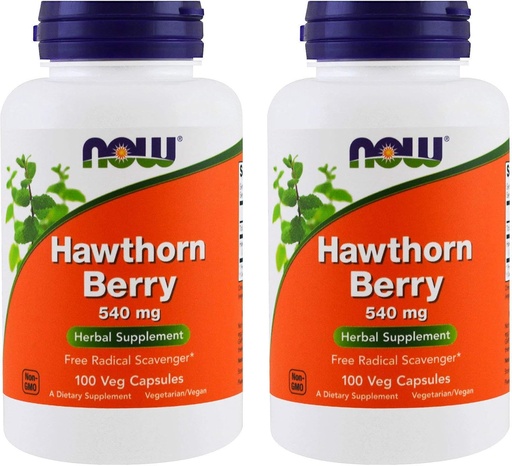 [BRSWIGDYOICBKE36] NOW Foods Hawthorn Berry 540 mg, 100 Veg Capsules (Pack of 2)
