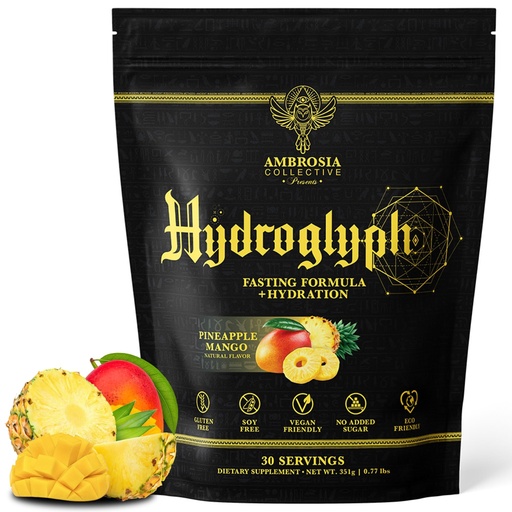 [BRSRO2YHOYAQIC37] Ambrosia Fasting Electrolytes Powder | EAA Amino Acids, BCAA & HMB | Sugar Free Hydration with Coconut Water | Vegan, Gluten Free | 30 Servings | Pineapple Mango