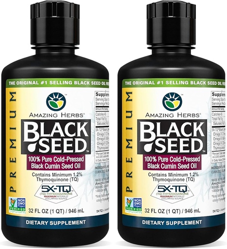 [BRSWG2QEC4DQOC3F] Increïble Herbis Premium Negre Seied Petroli - Freda Pressella Sativa Aids en Salut Digestiva, suport intel·lectual, La funció de la APIGU, Guten Free, GMO - 32 Oz (Pira de 2)