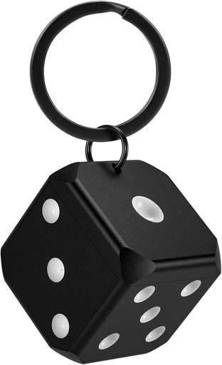 [BRSROBQLBEFAYAA2] Mini Pill Case, Reisevennlig enkelt pille boks med keychain, bærbar aluminiumsbevegelse bevispilleholder for lomme eller purse - Dice formet