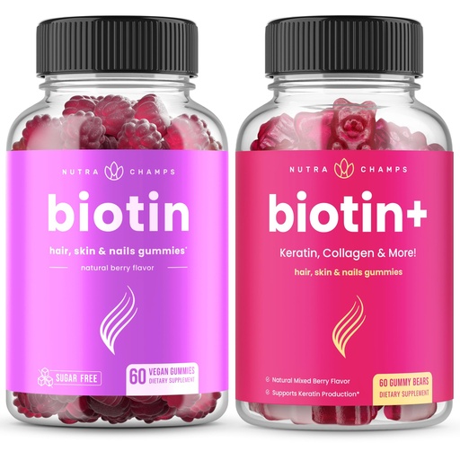[BRSRA2YECMFWGDT6] NutraChamps Complete Biotin Bundle for Hair, Skin & Nails. Biotin & Biotin+