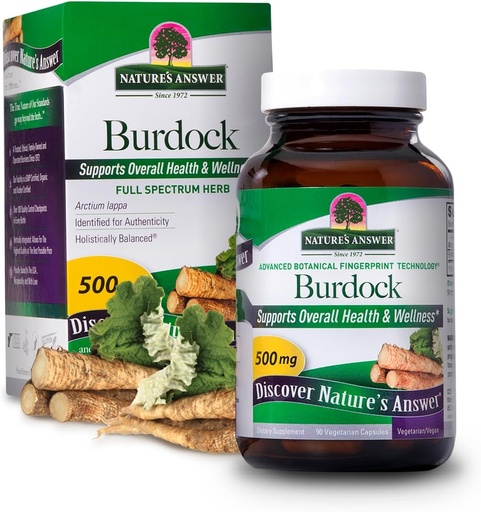 [BRSWIYTYC4NQ4YAZ] Nature's Answer Burdock Root 500mg 90-Capsules | Natural Detoxifier | Promotes Blood Circulation | Joint & Skin Support | Liver & Kidney Function | Gluten-Free, Non-GMO, Vegan | Single Count