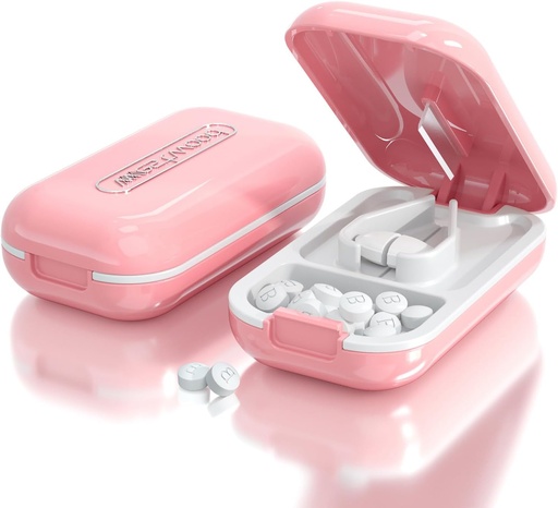 [BRSW2CYQAV4AKELA] DUBSTAR Small Pill Cutter, Pill Cutter Splitter dla małych i małych pigułek, Przenośne Cutters Pretty Pill dla dużych tabletek, Cits Vitamin Tablets for Purse Pocket (Pill Cutter, różowy)