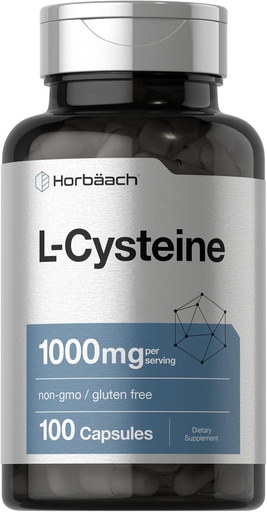 [BRSWGHD6CIIBSCT6] Horbäach L-Cysteine 1000mg | 100 Powder Capsules | Non-GMO, Gluten Free Supplement