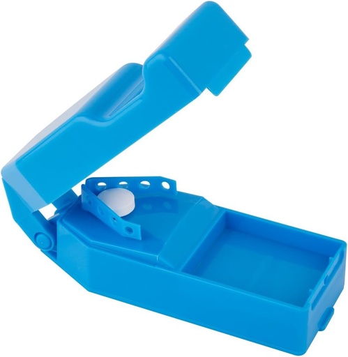 [BRSWIYYMBEEGAELG] EZY DOSE Pill Cutter and Splitter with Dispenser, Cuts Pills, Vitamins, Tablets, Stainless Steel Blade, Travel Sized, Safely Cut Pills and Vitamins, Easy to Use, Color May Vary, BPA Free