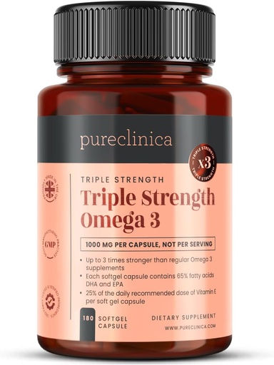 [BRSWIFI4AYBGYGD2] Triple Strength Omega 3 1000mg x 180 Capsules - 6 Months Supply!