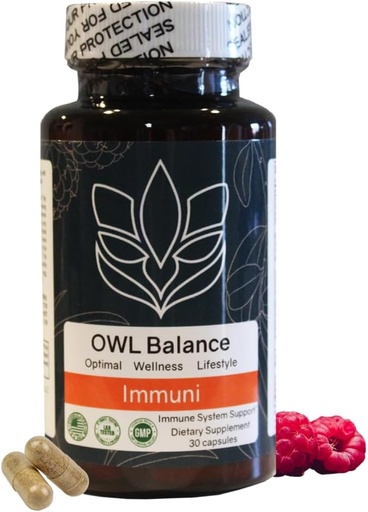 [BRSRAHAEO55BG3LV] Immuni - Immune Support - Vitamin Supplement for Cold & Flu Relief - Natural Immunity System Booster - Vitamin C & E, Rasberry Fruit Powder, Green Tea Leaf, Olive leaf, and more - 30 Capsules