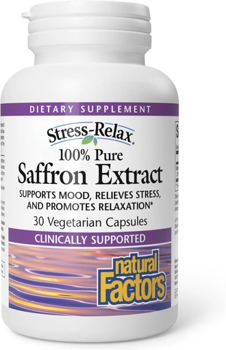 [BRSW2GABCUIWCE3G] Factores naturais Estrés-Relax Affron Saffron Extract 28 mg, 30 cápsulas vexetarianas