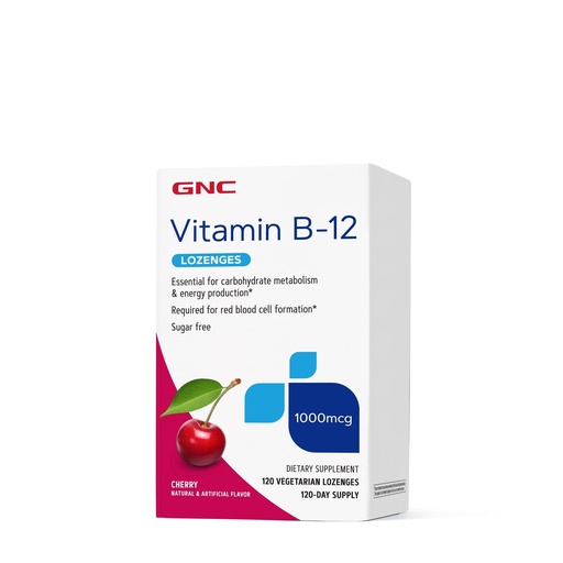 [BRSWYZQTO4IGOA3J] GNC Vitamin B-12 1000mcg, Cherry, Supports Energy Production, 120 Lozenges