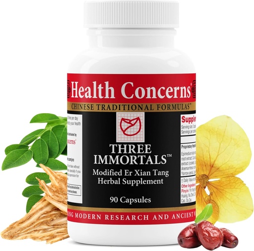 [BRSW2FL4PMIQGYLU] Health Concerns Three Immortals - Menopause Support Supplement - Powerful Relief for Hot Flashes, Hormone Imbalance & Night Sweats - Dong Quai, Epimedium, Morinda, Rehmannia & Lycium - 90 Capsules