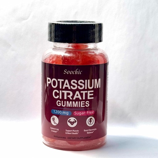 [BRSRAAAFCMGWKA3H] Gummie di Potassio Soorico - Citrato di potassio 1200mg per uomini e donne - Supporta Crampe di gambe e salute del muscolo