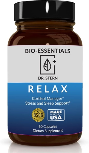 [BRSWYAD6DEIWEH3U] BIO-ESSENTIALS, Relax-Doctor formulated: Manages Stress, Promotes Deep Sleep, Improves Mood-W/Organic Holy Basil, Zinc, Magnesium, Vitamin B6, Magnolia Bark, L-Theanine, Vegan-Made in USA-60 Caps
