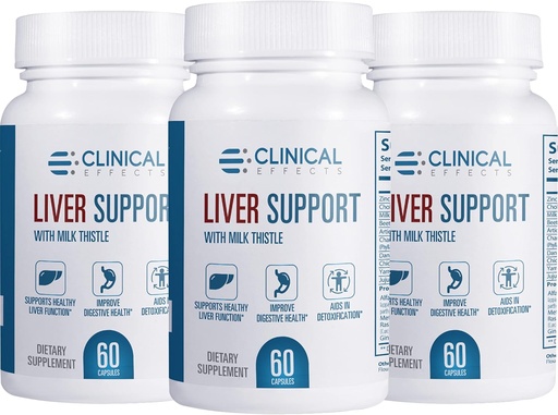 [BRSW2CAYABYBEELF] Clinical Effects: Liver Support - Natural Milk Thistle and Zinc Supplement - 3 Pack - Helps Detox and Cleanse The Liver - Supports Liver Function and Digestive Health - Made in The USA