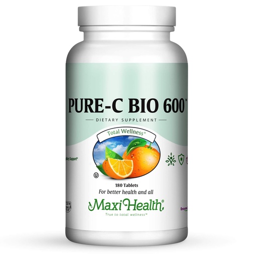 [BRSWIYAKCUOQ22L2] Vitamin C Complex 600 mg Supplement – Recommended Daily Dose Vitamin C Tablets with Lemon Bioflavonoids, Calcium & Phosphorus – Immune Health Support – Pure-C Bio 600 Non-GMO, VIT C Vegan 180 Tablets