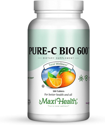 [BRSWIYAKCUOQ22L2] Vitamin C Complex 600 mg Supplement – Recommended Daily Dose Vitamin C Tablets with Lemon Bioflavonoids, Calcium & Phosphorus – Immune Health Support – Pure-C Bio 600 Non-GMO, VIT C Vegan 180 Tablets