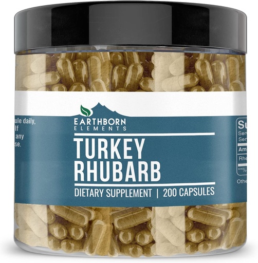 [BRSRMEI2CEIBY2A4] Earthborn Elements Turkey Rhubarb Extract 200 Capsules, Pure & Undiluted, No Additives