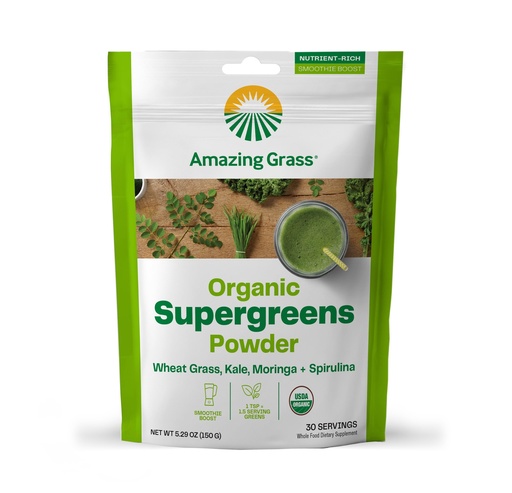 [BRSWG2QODFYQ23Y3] Amazing Grass Super Greens Booster: Greens Powder Smoothie Mix with Spirulina, Moringa, Wheat Grass & Kale Smoothie Booster, Chlorophyll Providing Greens, 30 Servings