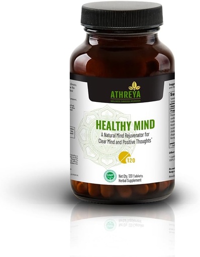 [BRSW2GAOAEBGGH3A] Athreya Herbs Healthy Mind Tablets | 120 Tablets | Brain Health Supplement for Clear Mind & Positive Thoughts | Memory, Focus, Mental Energy, and Concentration | Vegan, Non-GMO | 30 Day Supply