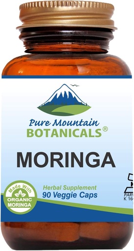 [BRSWYYIQCUFBSCTU] Pure Mountain Botanicals Moringa Leaf Capsules - Косгер Веган формула з 1000mg Органічна Морінга - Зелена Морінга Олеіфтера Суперпродукти добавки