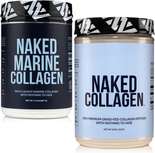 [BRSRABT7AQIBGYL6] NAKED Marine Collagen 47 Servings + Collagen Peptides Protein Powder 60 Servings, Unflavored Bundle: Non-GMO, Keto, Gluten Free, Paleo-Friendly, Soy Free