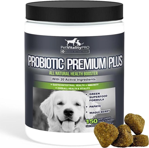 [BRSWKFL4AAFWA2A5] Probiotics for Dogs with Natural Digestive Enzymes ● 4 Bill CFUs/2 Soft Chews ● Dog Diarrhea Upset Stomach Yeast Gas Bad Breath Immunity Allergies Skin Itching Hot Spots ● 150 Count