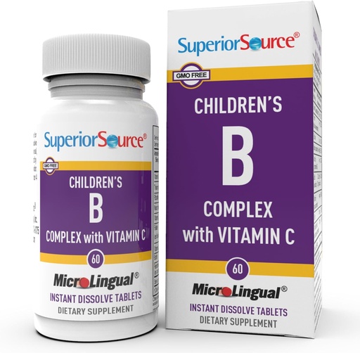 [BRSWIZQRO4PAMFIZ] Superior Source Children? s B Complex s vitamínem C - Multivitamin pro podporu srdečního zdraví - Doplněk kyseliny listové pro děti - Imunitní podpůrná formule s vitaminem C - 60 Instant Rozpustit tablety