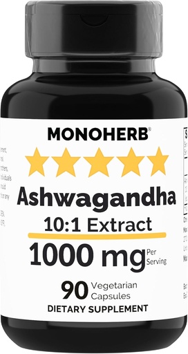 [BRSROGQQDJ4AAYLH] MONOHERB Ashwagandha Extract 1000 mg - 90 Vegetarian Capsules