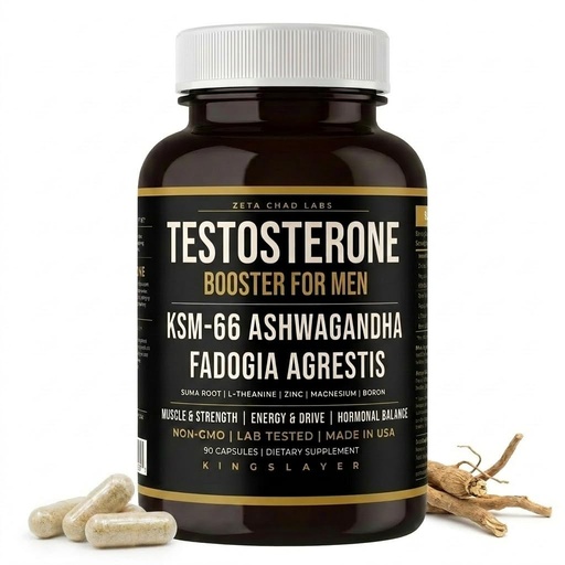 [BRSRAYD7BN5GME35] Kingslayer: 7-in-1 Testosterone Booster for Men w/KSM-66, Fadogia, Suma Root, L-Theanine, Zinc, Boron, Magnesium – Muscle, Energy, Libido & Focus