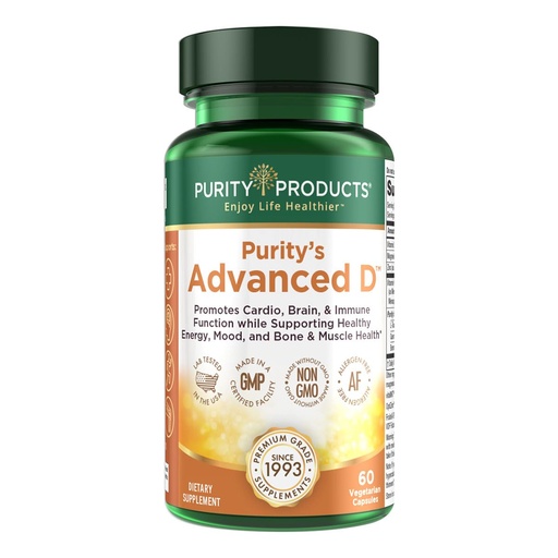[BRSWIZ3ZOICAK3A3] Purity Products Advanced D from Vitamin D3 Super Formula - Packed with Vitamin D, Vitamin K2, Zinc, Magnesium Citrate, Boron and Taurine - 60 Vegetarian Capsules