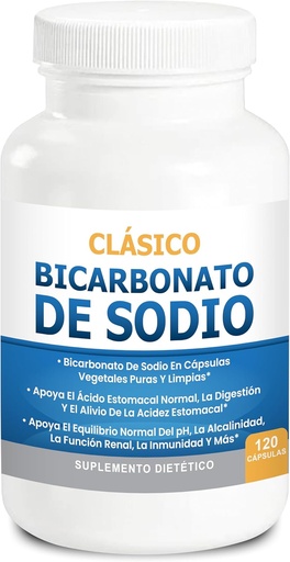 [BRSRAEI2DF6GKAL7] Bicarbonato de Sodio clásico 650 mg USO orgánico Natural Pastillas de bicarbonato de Sodio en polvo Tabletas de bicarbonato de Sodio (cápsulas) Alcalinidad del ácido del estomago 120 cápsulas