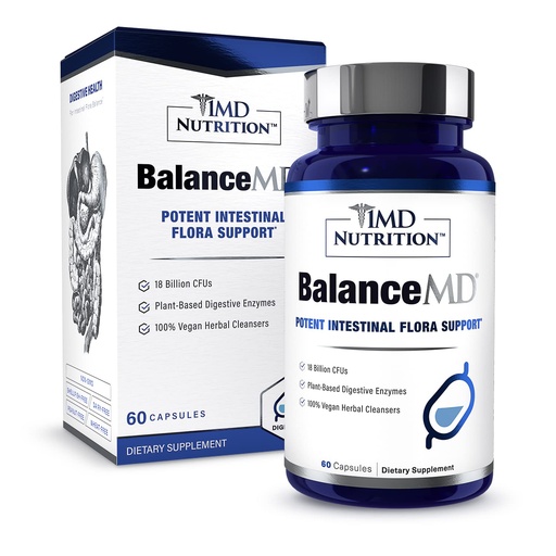 [BRSWYHAZOAHRMCTD] 1MD Nutrition BalanceMD Vaginal Probiotics | Oregano & Caprylic Acid with Lactobacillus & Digestive Enzymes | Promotes Intestinal Flora Balance | 60 Capsules
