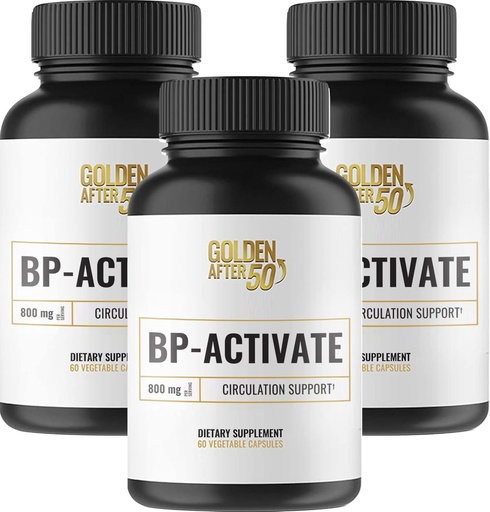[BRSW2EIFCEGRUH34] Golden After 50 BP-Activate - Nitric Oxide Supplement with Essential Amino Acids - Blood Circulation and Heart Health Support Supplement - 3 Bottles - 800mg L Arginine, AAKG, L Citrulline