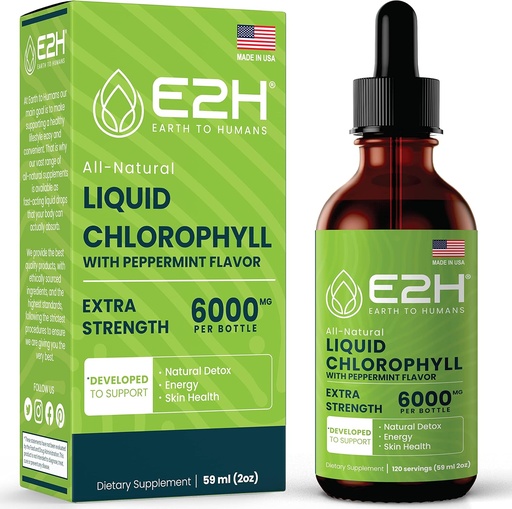 [BRSRMHY2AR7GKFDZ] E2H Chlorophyllaids - Energy Natural Booster, suport del sistema i desodorant intern - Pepymint Flavor - 2 Oz