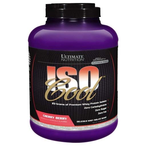 [BRSWIY34CIIACGT2] Ultimate Nutrition ISO Cool Pure Whey Protein Isolate Powder - Keto Friendly - 0 Carb 0 Fat 0 Sugar - 23 Grams of Protein Per Serving, 5 Pounds, Cherry Berry