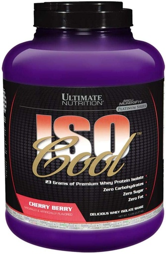[BRSWIY34CIIACGT2] Ultimate Nutrition ISO Cool Pure Whey Protein Isolate Powder - Keto Friendly - 0 Carb 0 Fat 0 Sugar - 23 Grams of Protein Per Serving, 5 pund, Cherry Berry