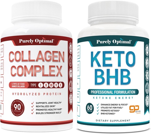 [BRSROAL6AQHAYGT7] Purely Optimal Premium Keto Diet Pills Utilize Fat for Energy with Ketosis + Premium Multi Collagen Peptides Capsules (Types I, II, III, V, X)