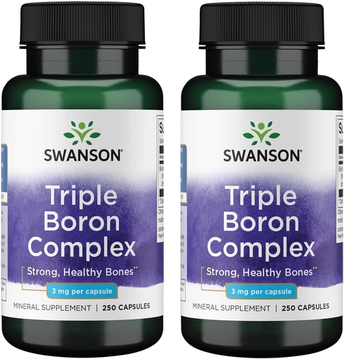 [BRSWGZIBDIFQ2FLG] Swanson Triple Boron Complex - Natural Bone Health & Joint Support - Suplemento mineral Featuring Citrate, Aspartate & Glycinate - (250 cápsulas) 2 Pack