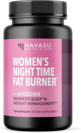 [BRSRMGQPAR6WC3QZ] HAVASU NUTRITION Women's Night Time Fat Burner + Apigenin Capsules, 120ct
