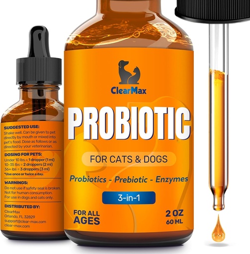 [BRSWYAYODF7WEHTO] Probióticos líquidos para perros y gatos – 6 Billones CFU Pet Digestive Support – Probióticos para perros con enzimas – Cat Probiotic Supplement – 2-oz Botella