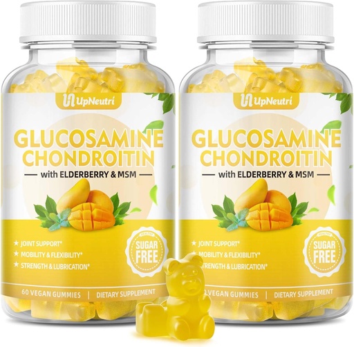 [BRSRO2YYAB4G23TD] Bez cukru Glukozamina Chondroitin Gummies, Dodatkowa siła 1500mg Glukozamina z Chondroitin MSM & Elderberry & Turmeric, Joint Supplement for Men & Women Move Free Joint Zdrowie