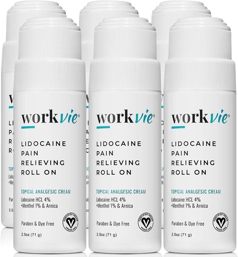 [BRSWGAL4AUFW2D3V] Lidocaine Roll On Pain Relief Cream - Bulk Pain Relief Cream (6)