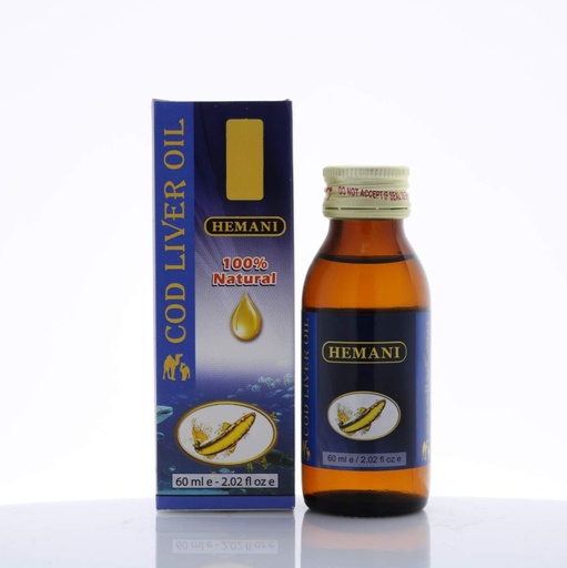[BRSWGAL3AAHRGHY4] Hemani Cod Liver Oil 60mL (2 FL OZ) - Edible Oil