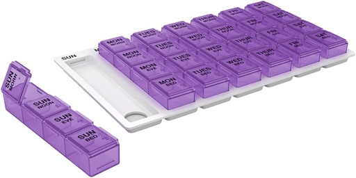 [BRSWIYTZOZ5GMFTZ] EZY DOSE Weekly (7-Day) Pill Case, Medicine Planner, Vitamin Organizer Box, Medium Pop-Out Compartments, 4 gånger om dagen, lätt att använda, färger kan variera, BPA gratis